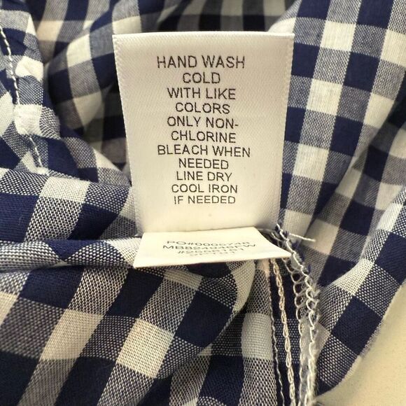 Fever Navy & White Gingham Tiered Full Sleeve True Wrap Top Sz XL Cha Cha, Chic - Picture 7 of 11